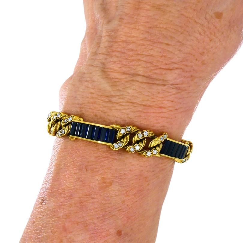Vintage Fred Paris Bracelet Sapphire Diamond 18k Gold - 2