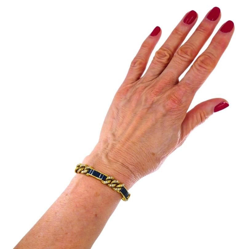 Vintage Fred Paris Bracelet Sapphire Diamond 18k Gold - 3