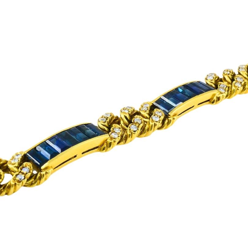 Vintage Fred Paris Bracelet Sapphire Diamond 18k Gold - 4