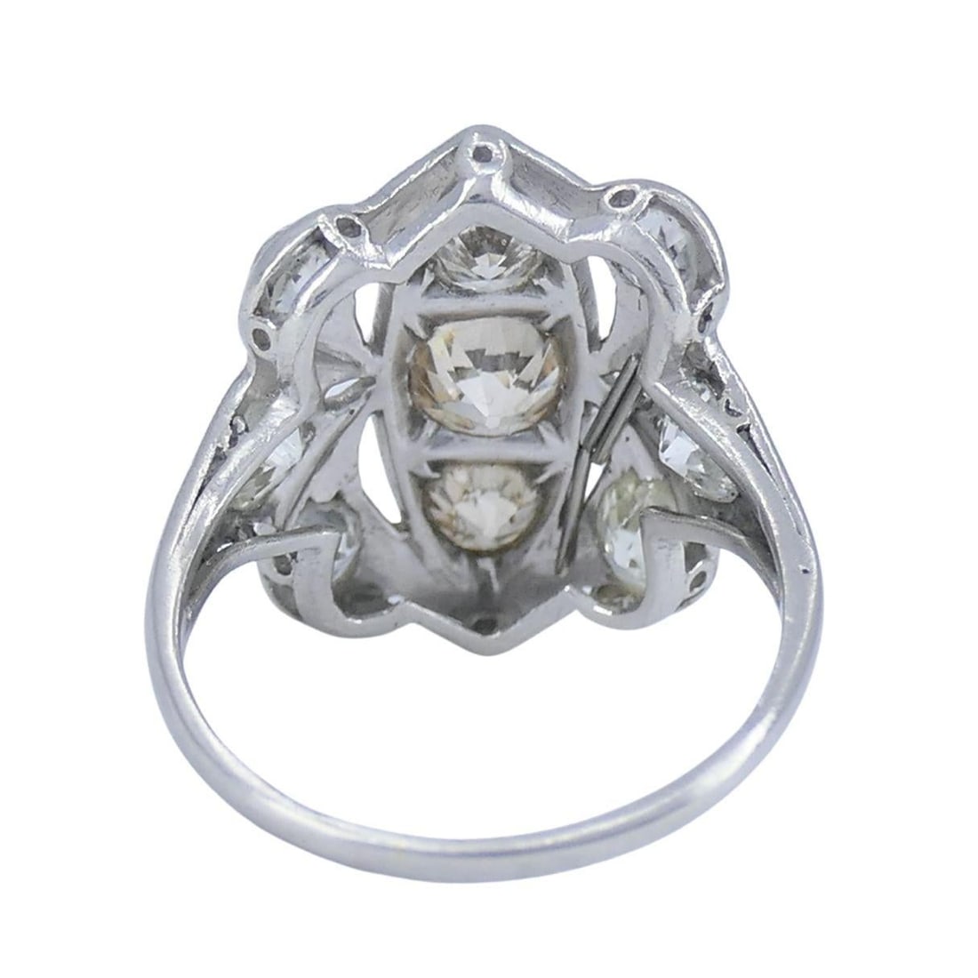 Vintage Art Deco Platinum Diamond Cluster Ring - 5