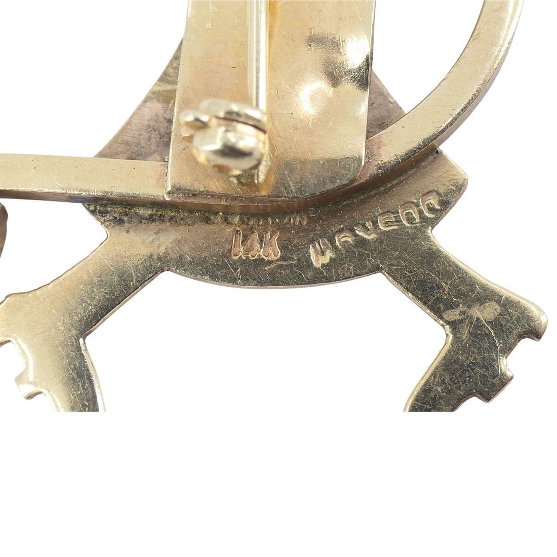 Vintage 14K Gold Monsco Golfer Brooch with Mercury Dime, Mid-Century - 3
