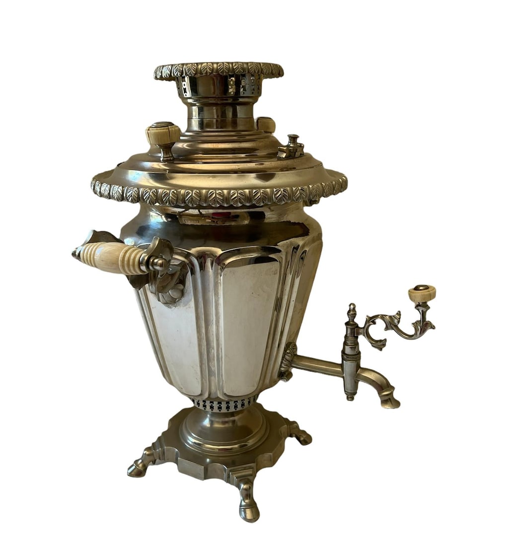 Russian Silver Plate Samovar with Tray Set - 2