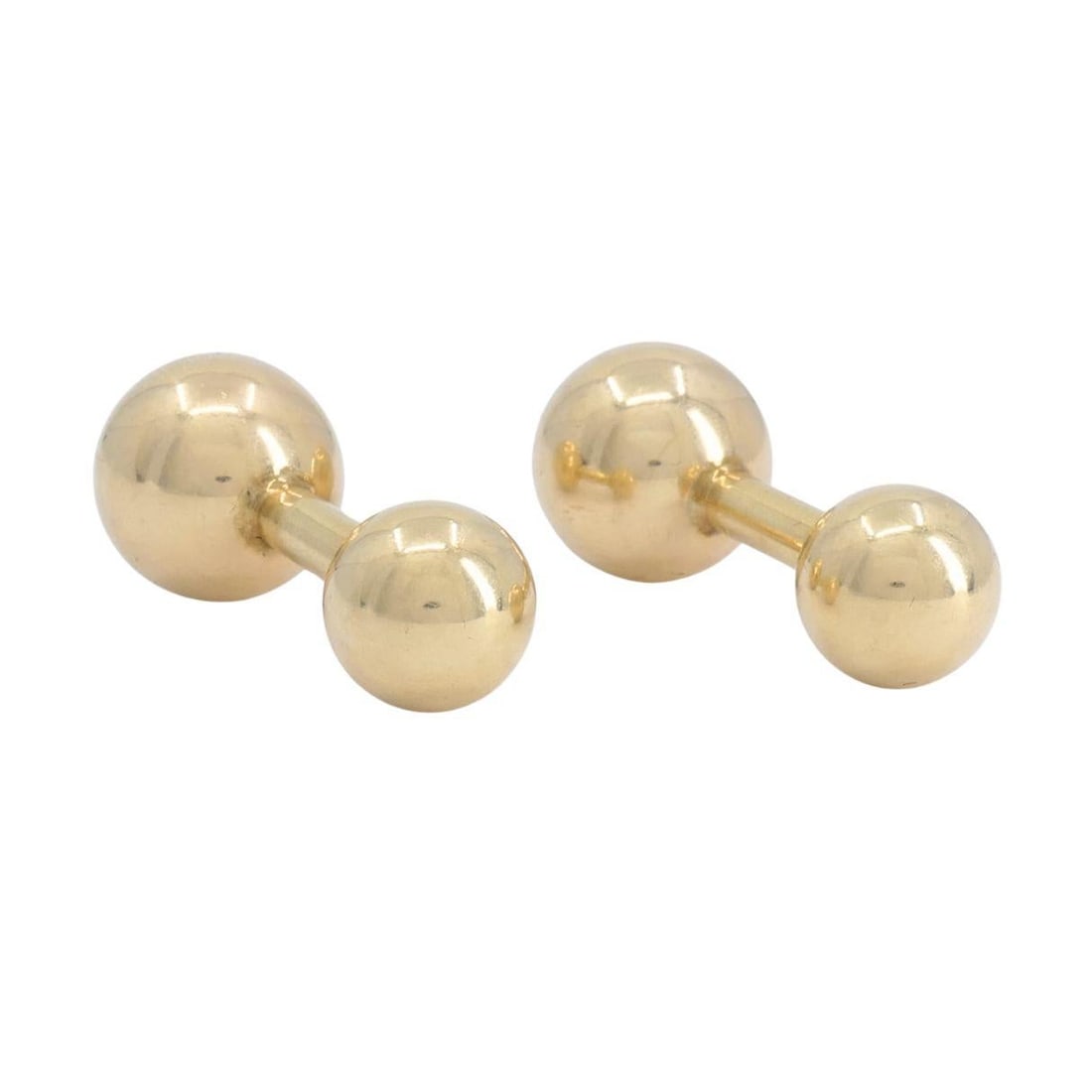 Vintage Cartier 14k Gold Barbell Cufflinks, Men's Jewelry, 1970s - 2