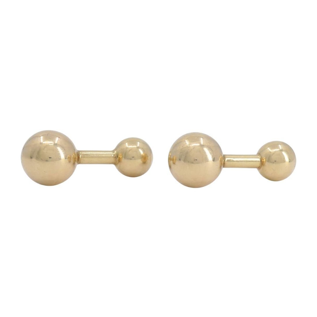 Vintage Cartier 14k Gold Barbell Cufflinks, Men's Jewelry, 1970s - 3
