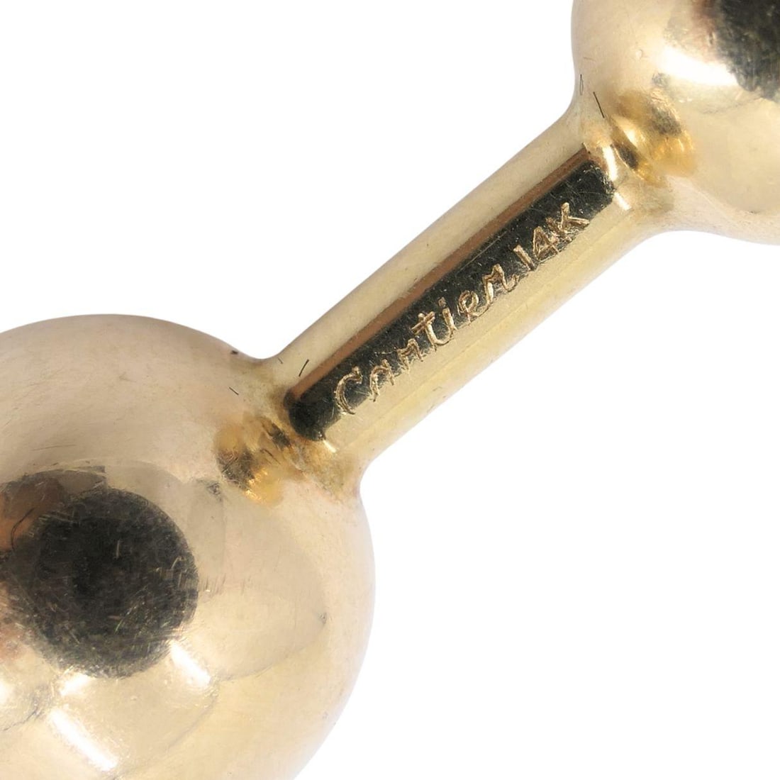 Vintage Cartier 14k Gold Barbell Cufflinks, Men's Jewelry, 1970s - 4