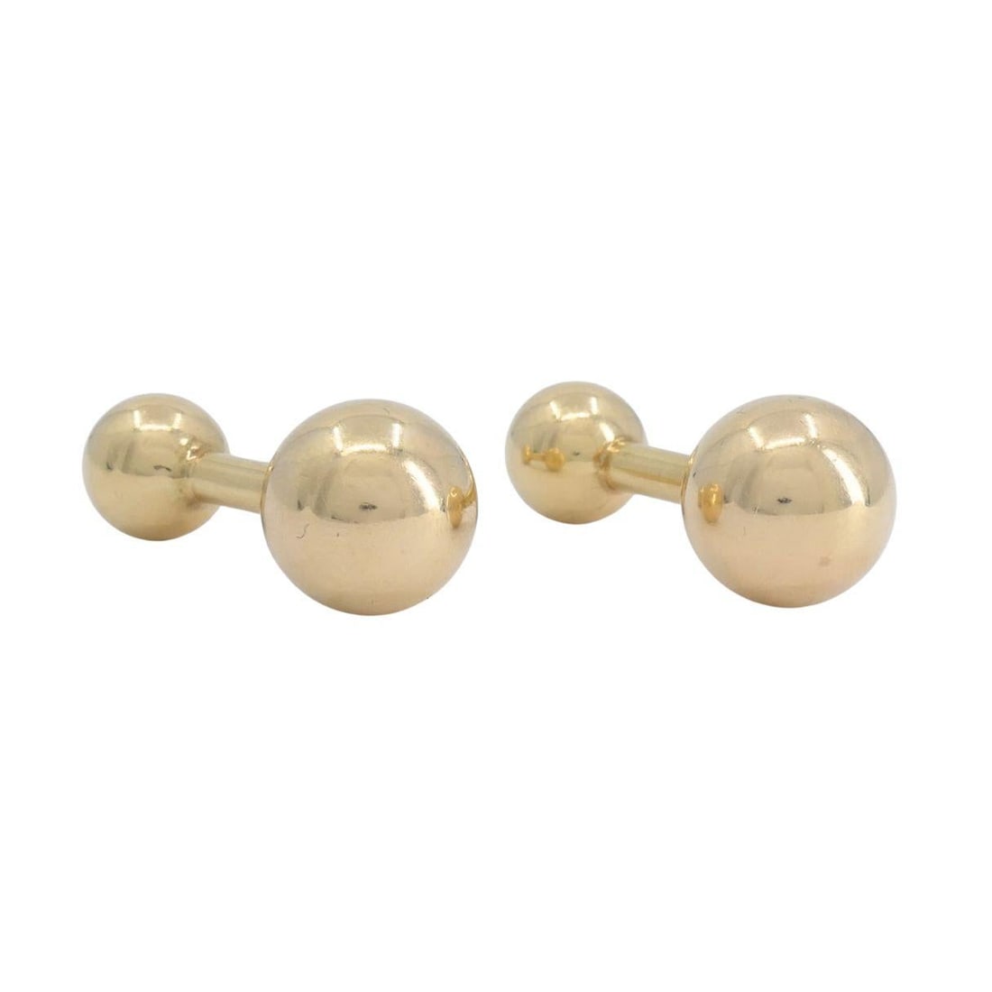 Vintage Cartier 14k Gold Barbell Cufflinks, Men's Jewelry, 1970s - 5
