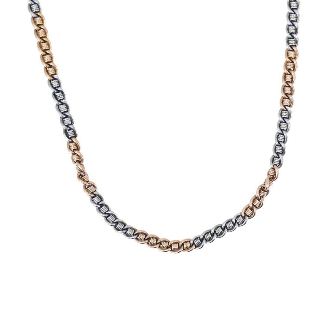 Vintage 14k Rose Gold Platinum Watch Chain Necklace - 3