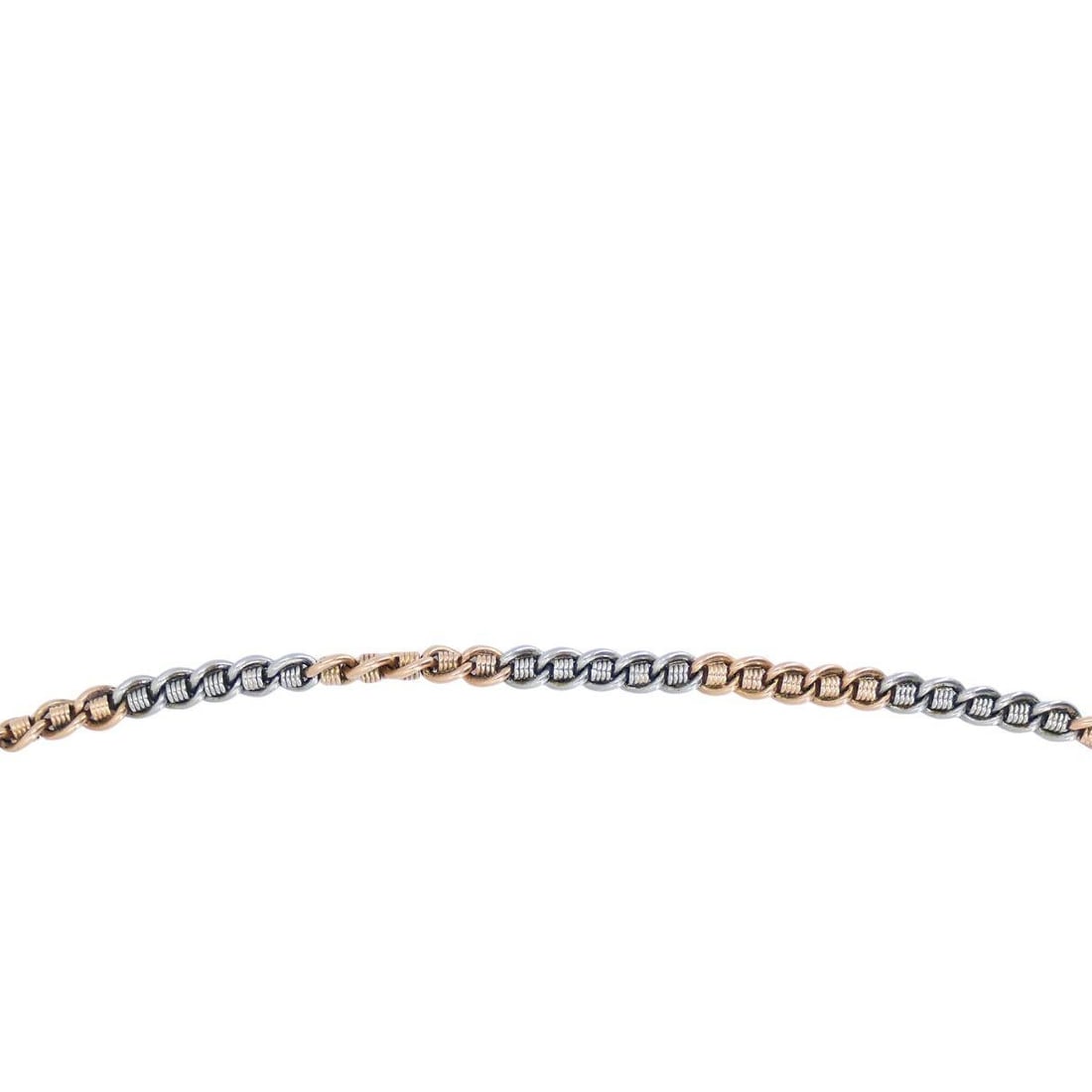 Vintage 14k Rose Gold Platinum Watch Chain Necklace - 4