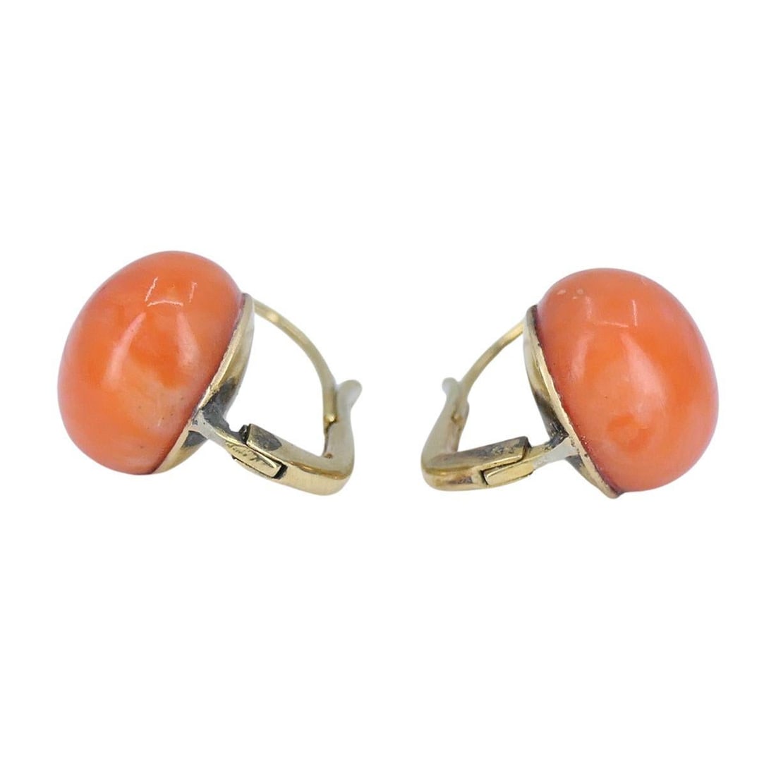 Vintage Mid-Century 14k Gold Coral Diamond Drop Earrings - 3