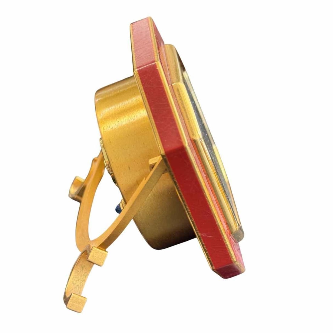 Vintage Cartier Paris Enamel Gold Plated Brass Manual Table Clock - 3