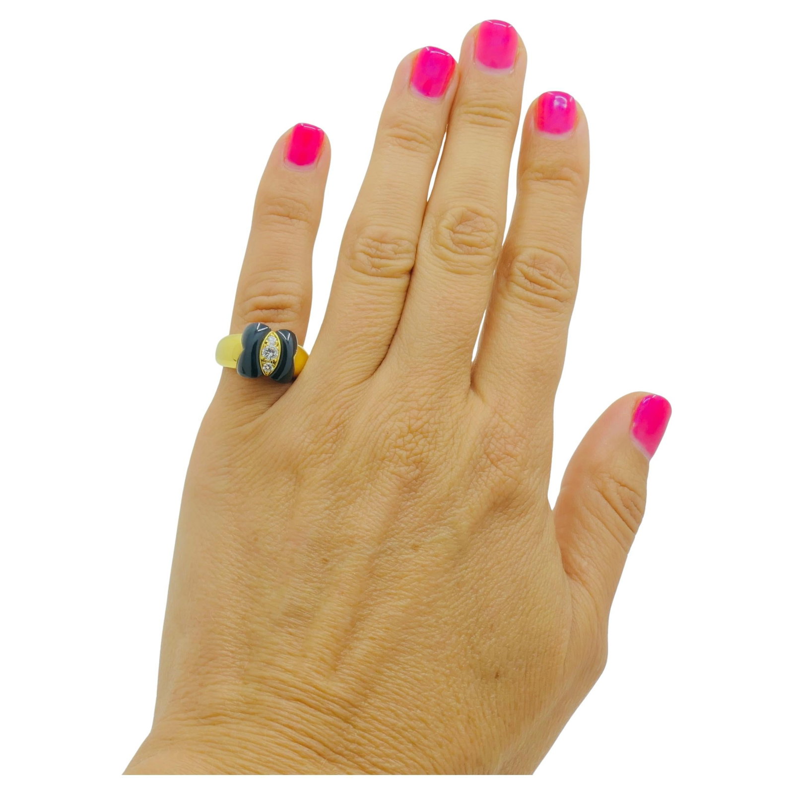 Van Cleef & Arpels Onyx Ring Diamond Papillon Ring - 2