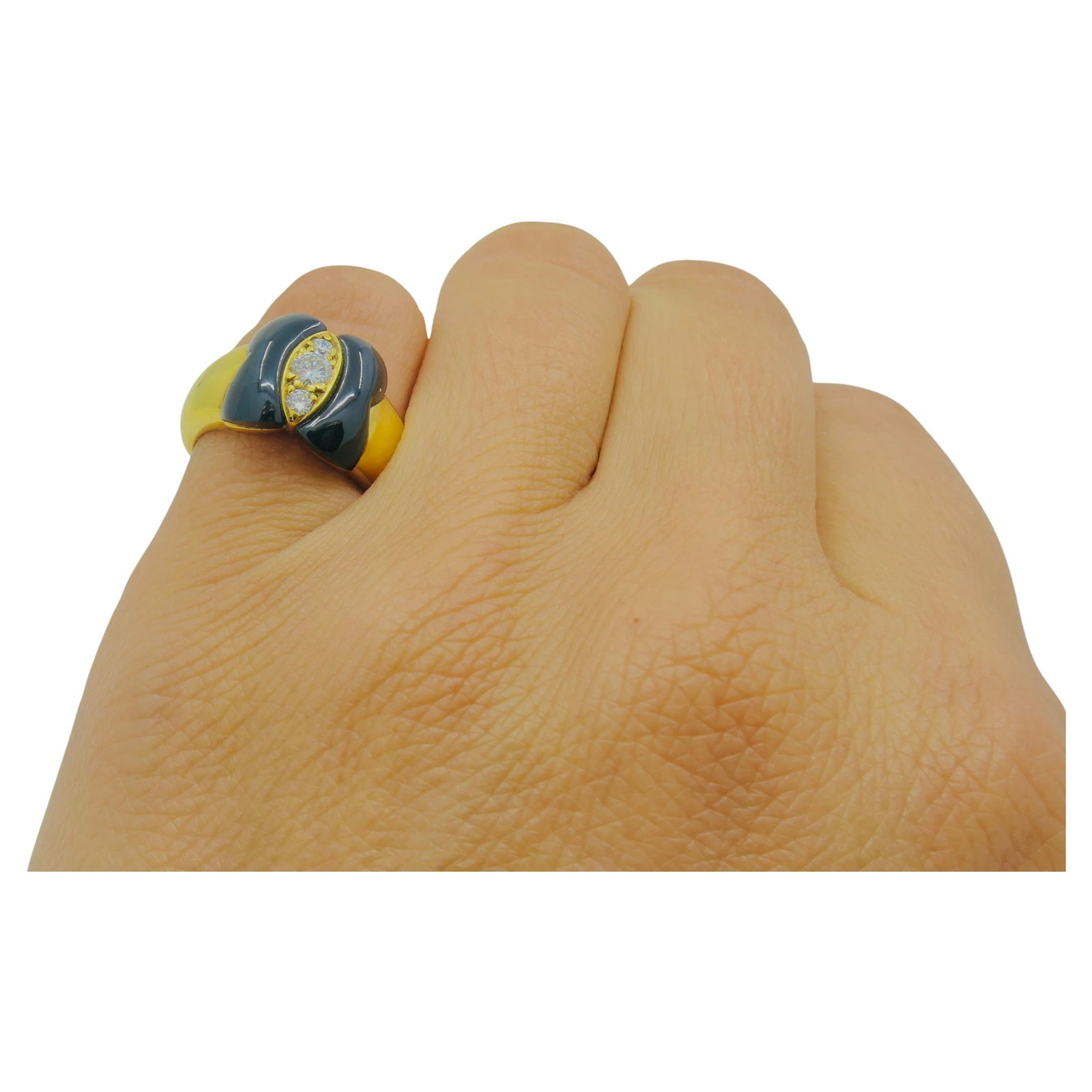 Van Cleef & Arpels Onyx Ring Diamond Papillon Ring - 3