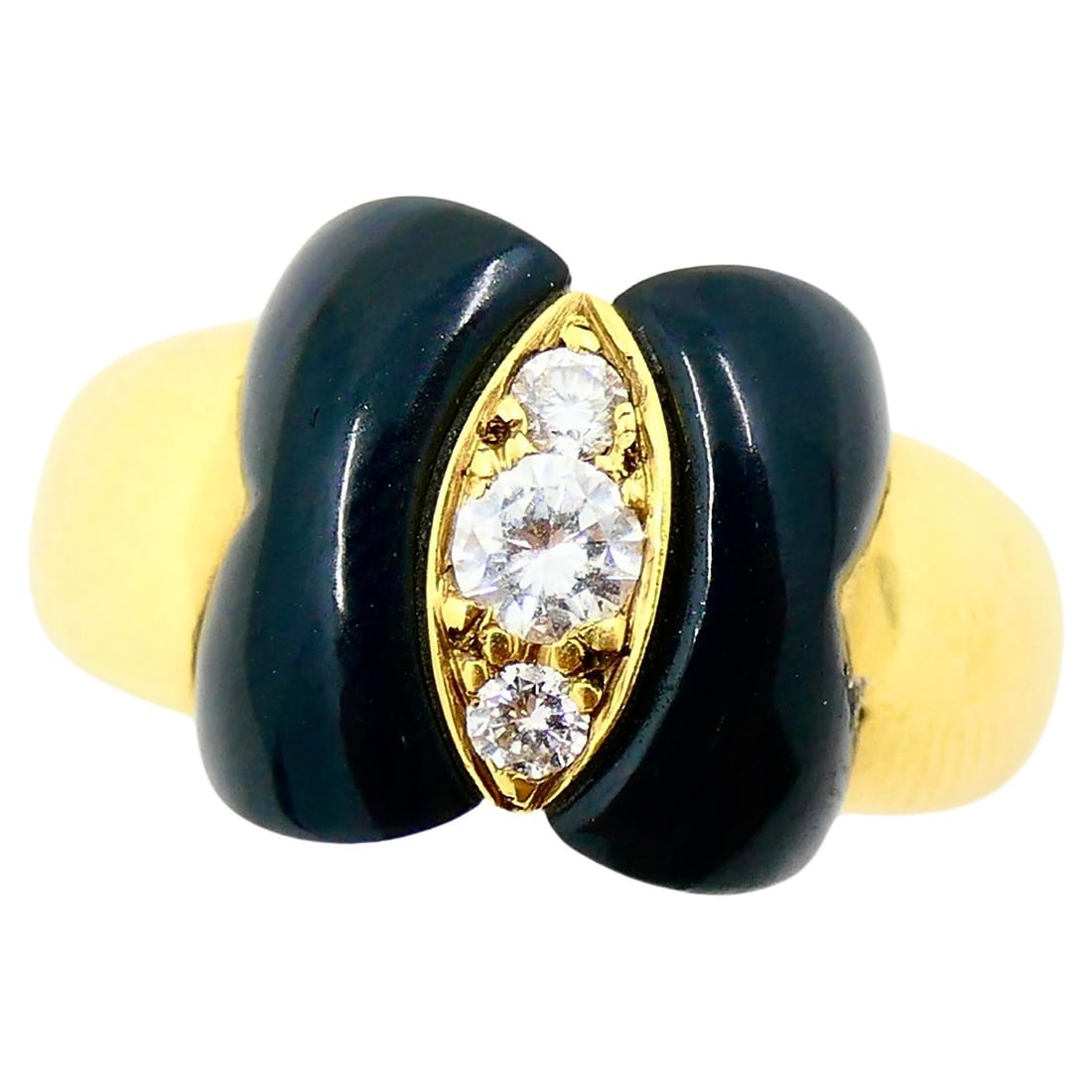 Van Cleef & Arpels Onyx Ring Diamond Papillon Ring - 4
