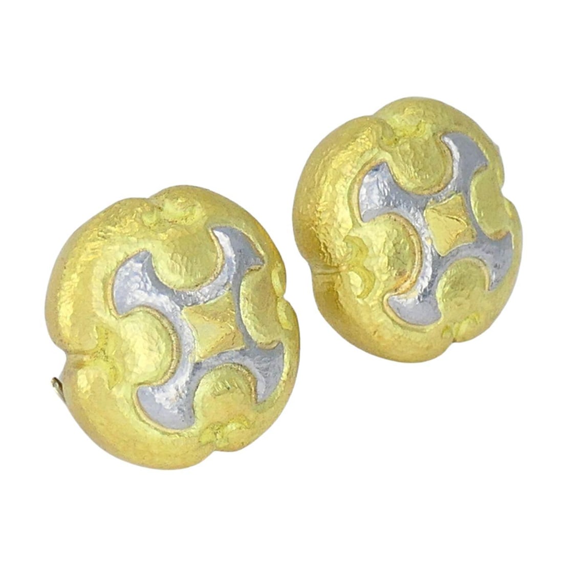 Vintage Trent 18k Gold Platinum Clip-on Earrings - 3