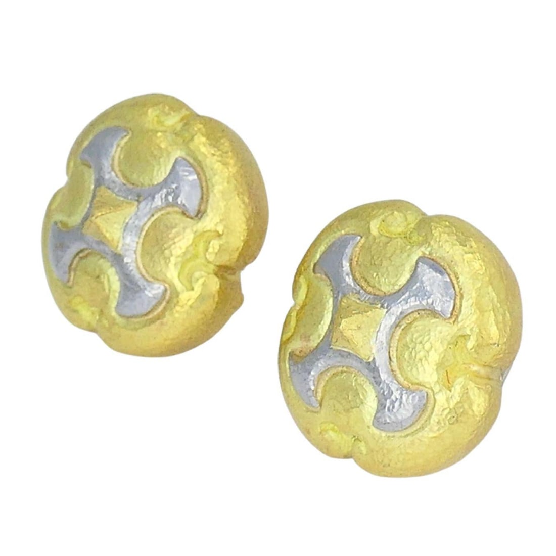 Vintage Trent 18k Gold Platinum Clip-on Earrings - 4