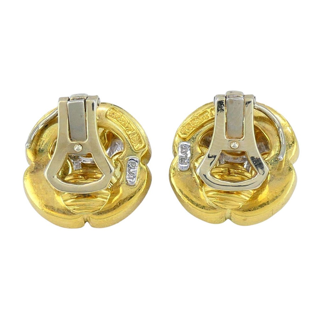 Vintage Trent 18k Gold Platinum Clip-on Earrings - 5