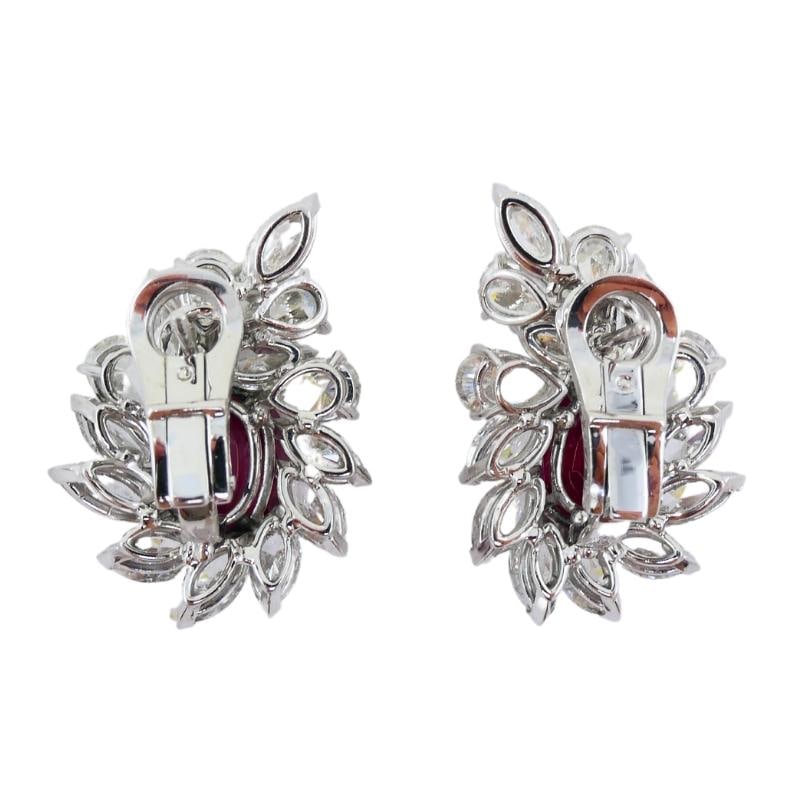 Ruby Earrings Cluster Diamond 18k Gold Mozambique Certified - 3
