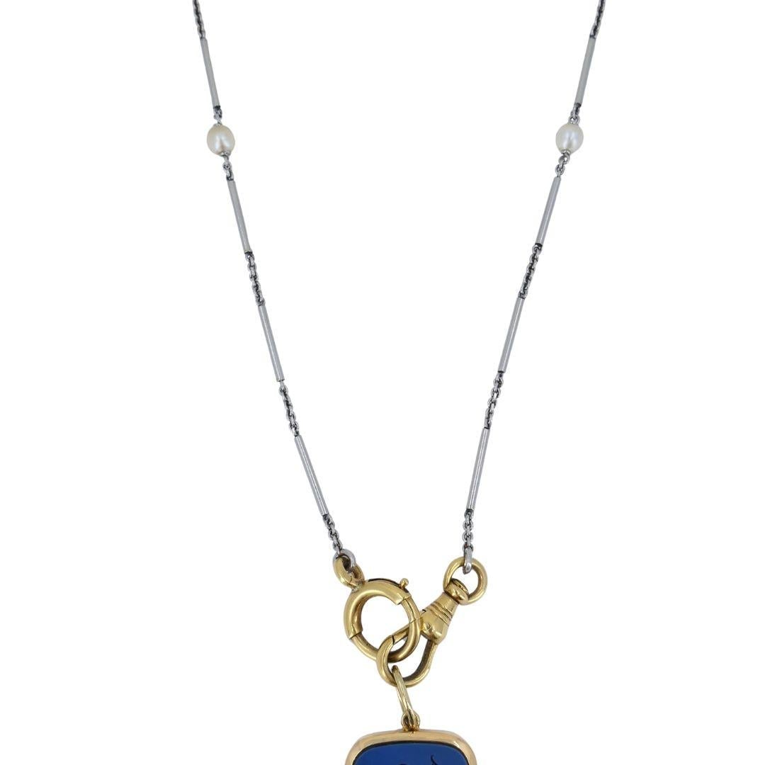 Sagittarius Astrological 14k Gold Platinum Pearl Watch Chain Pendant Necklace - 5
