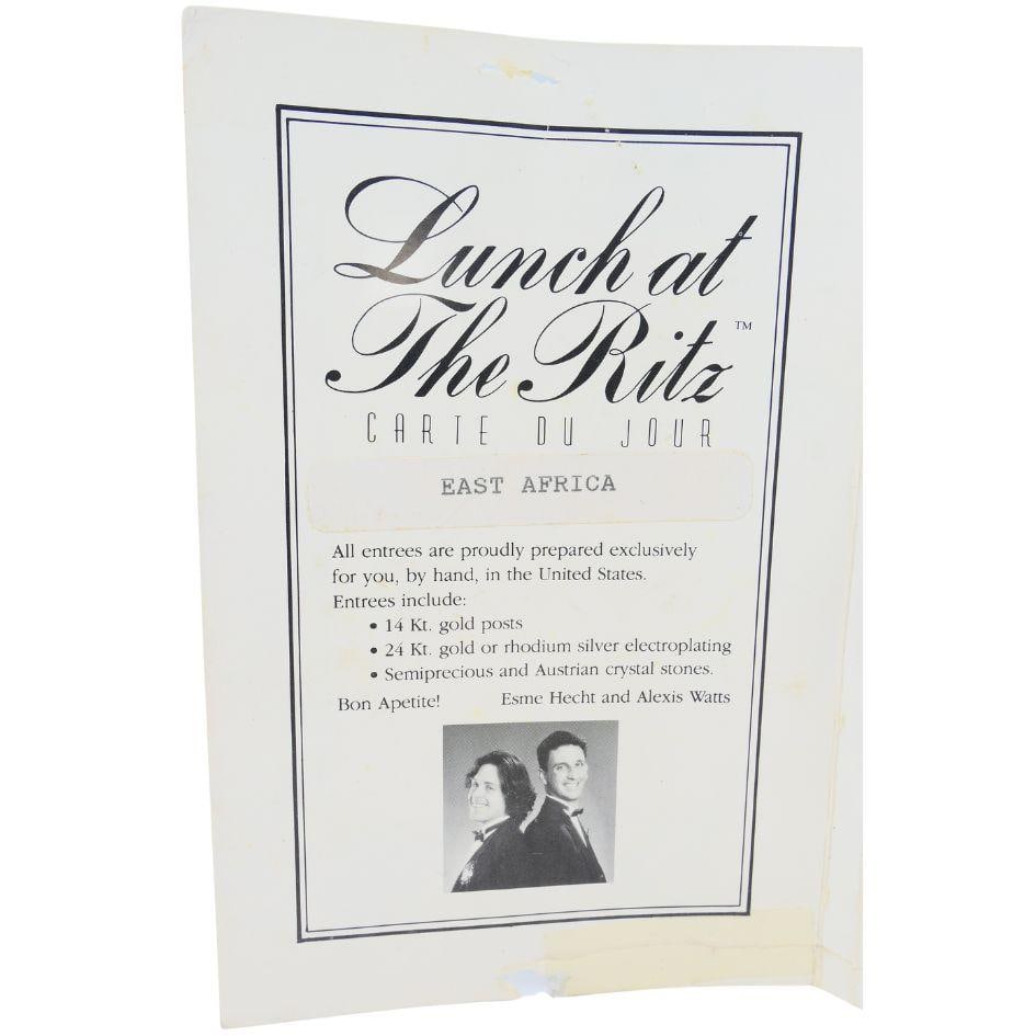 1990 Lunch At The Ritz Carte Du Jour African Animal Gold Silver Clip Earrings - 4