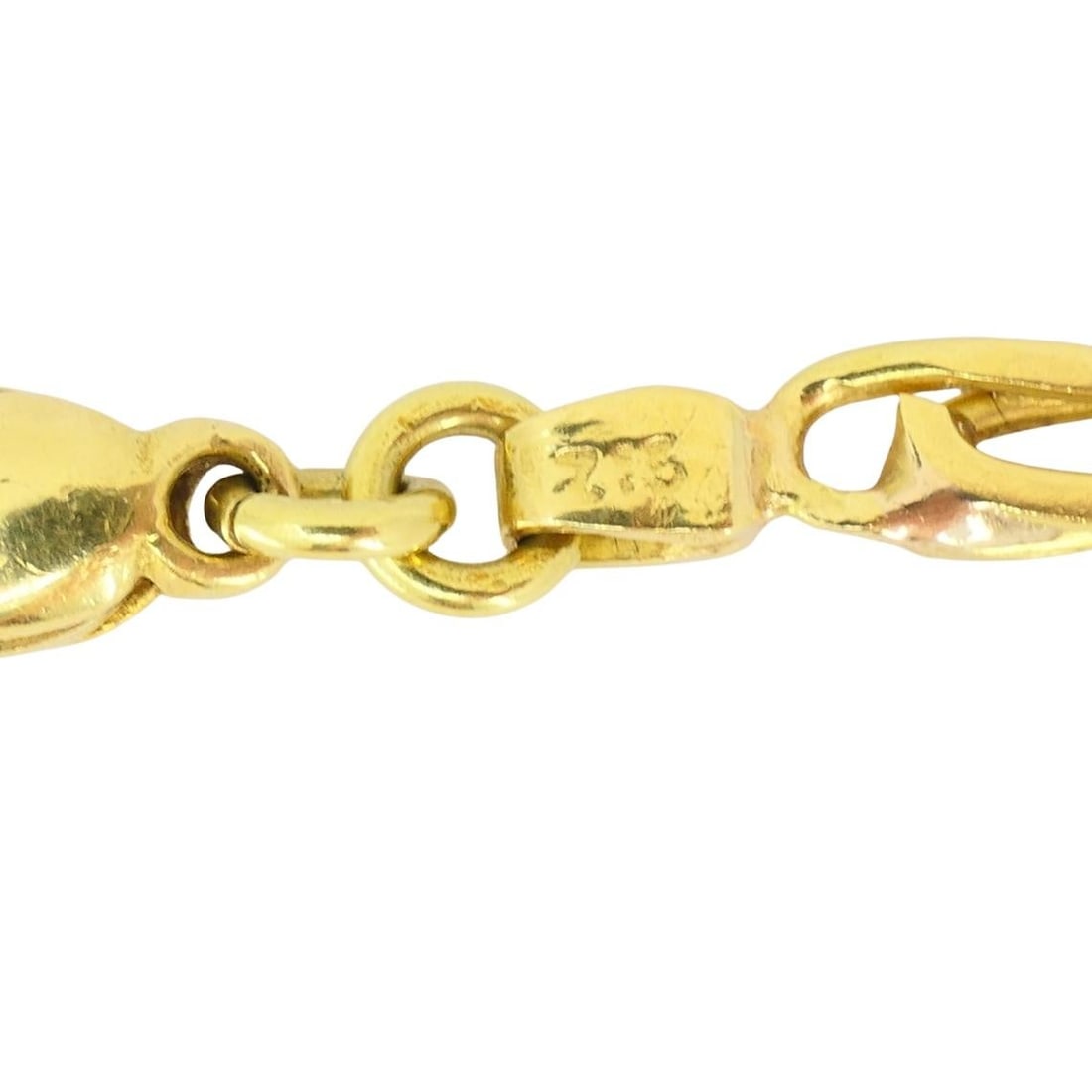 Vintage 18k Gold Necklace Malachite Pendant Oval Link Chain - 4