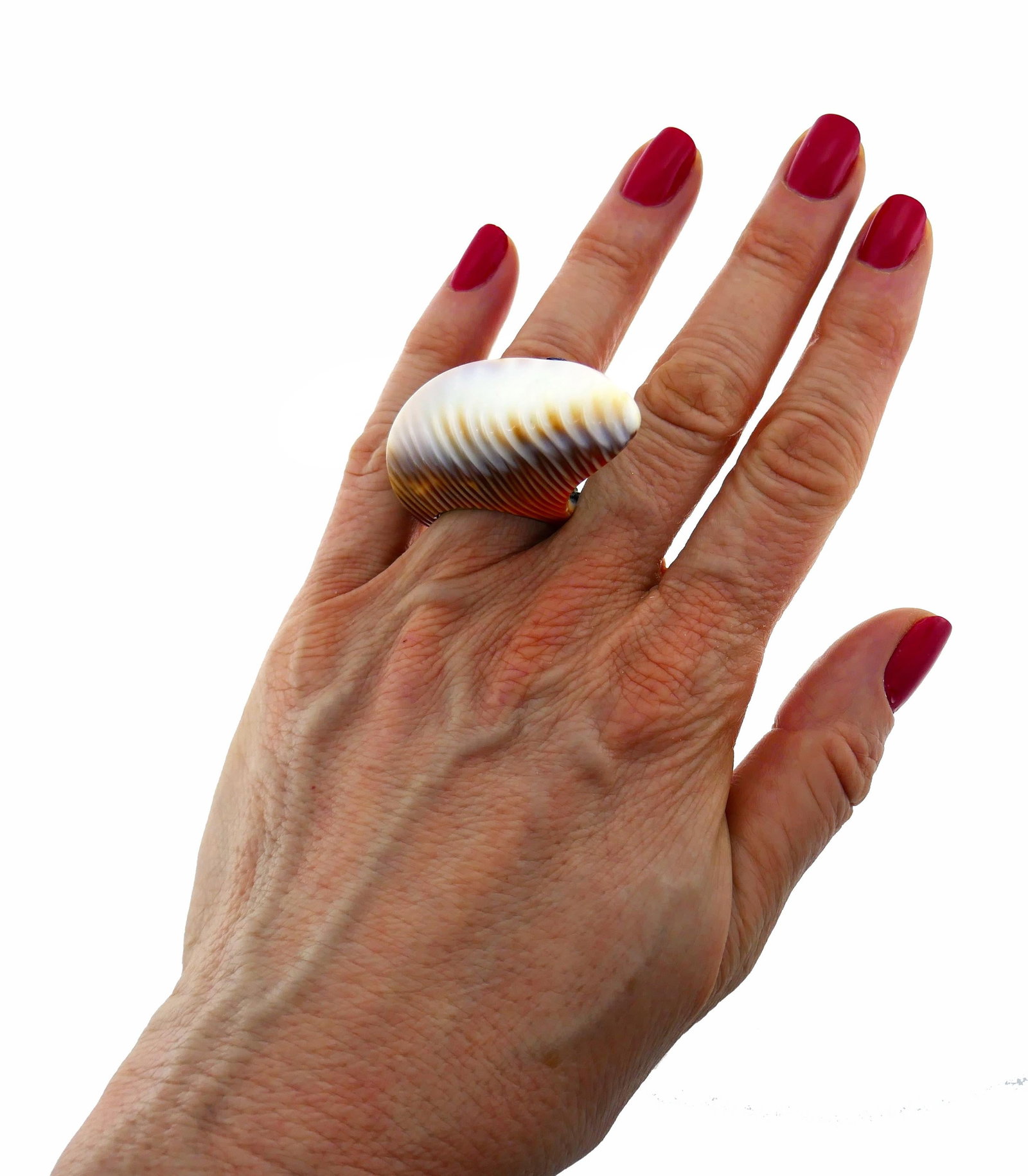 Shell Diamond Blackened Gold Ring - 3