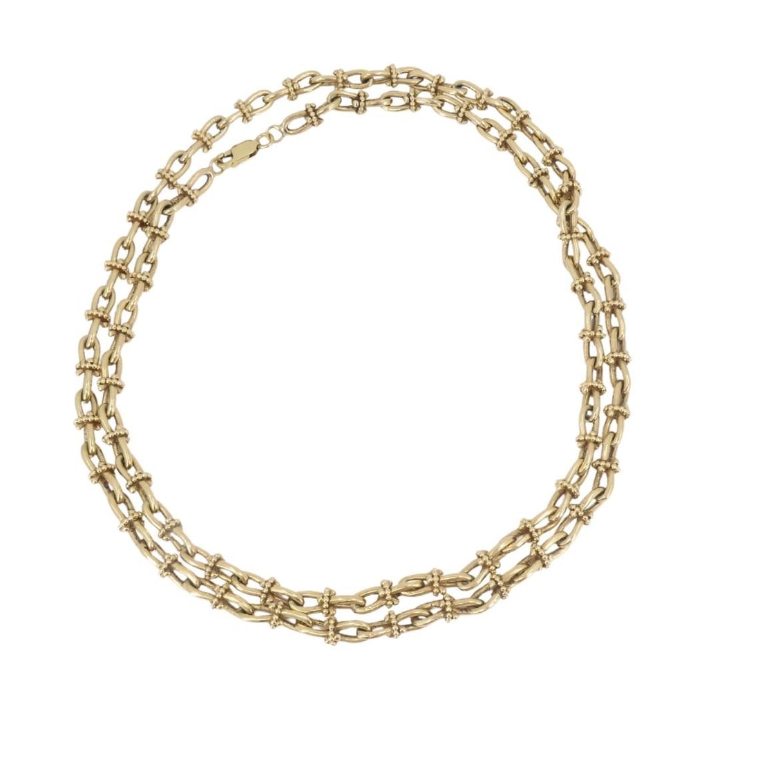 Vintage 14k Gold Nautical Chain Necklace Mariner Link Design - 2
