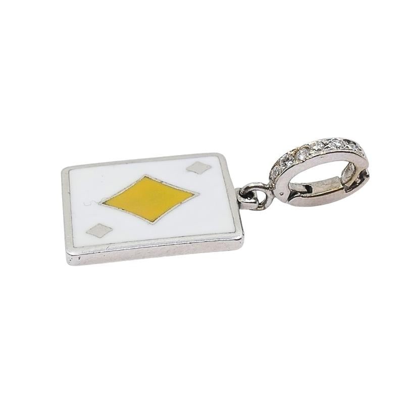 Vintage 12k Gold Playing Card Diamonds Charm Pavé Diamond Bail - 3