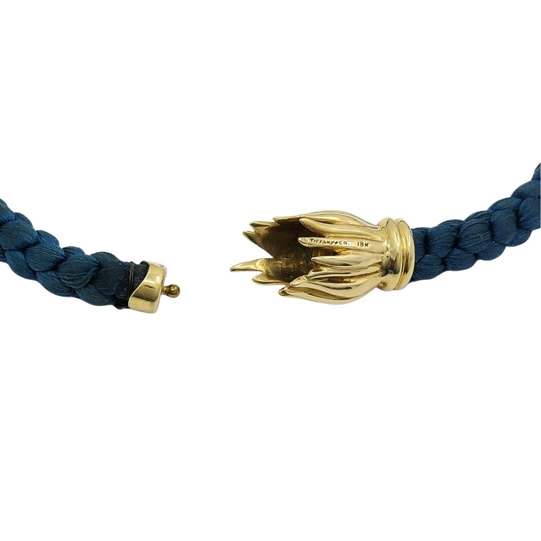 Tiffany & Co. 18k Gold Tulip Clasp Braided Cord Necklace - 5