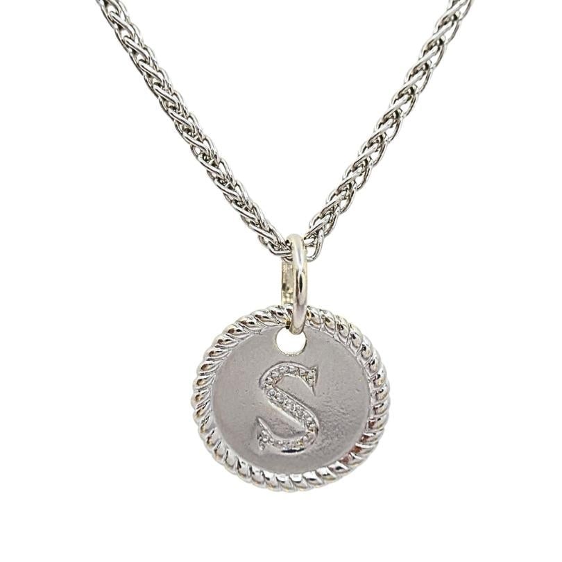 18k White Gold Monogram "S" Pendant Necklace - 3