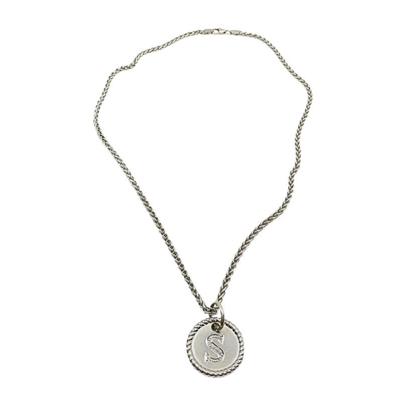18k White Gold Monogram "S" Pendant Necklace - 4