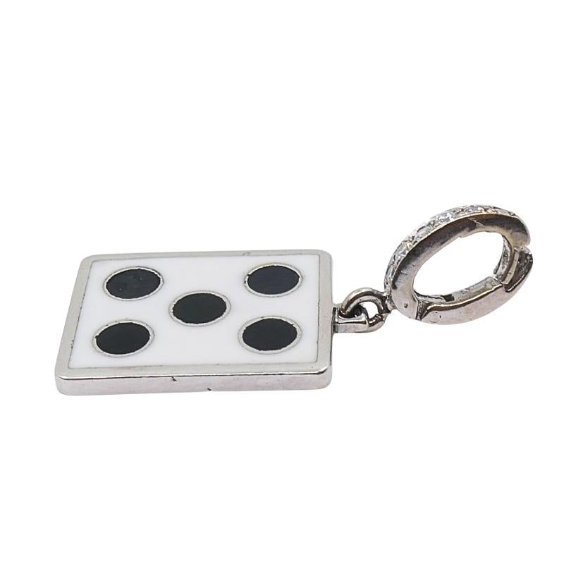 Vintage 12k Gold Domino Five Charm Pavé Diamond Bail - 4
