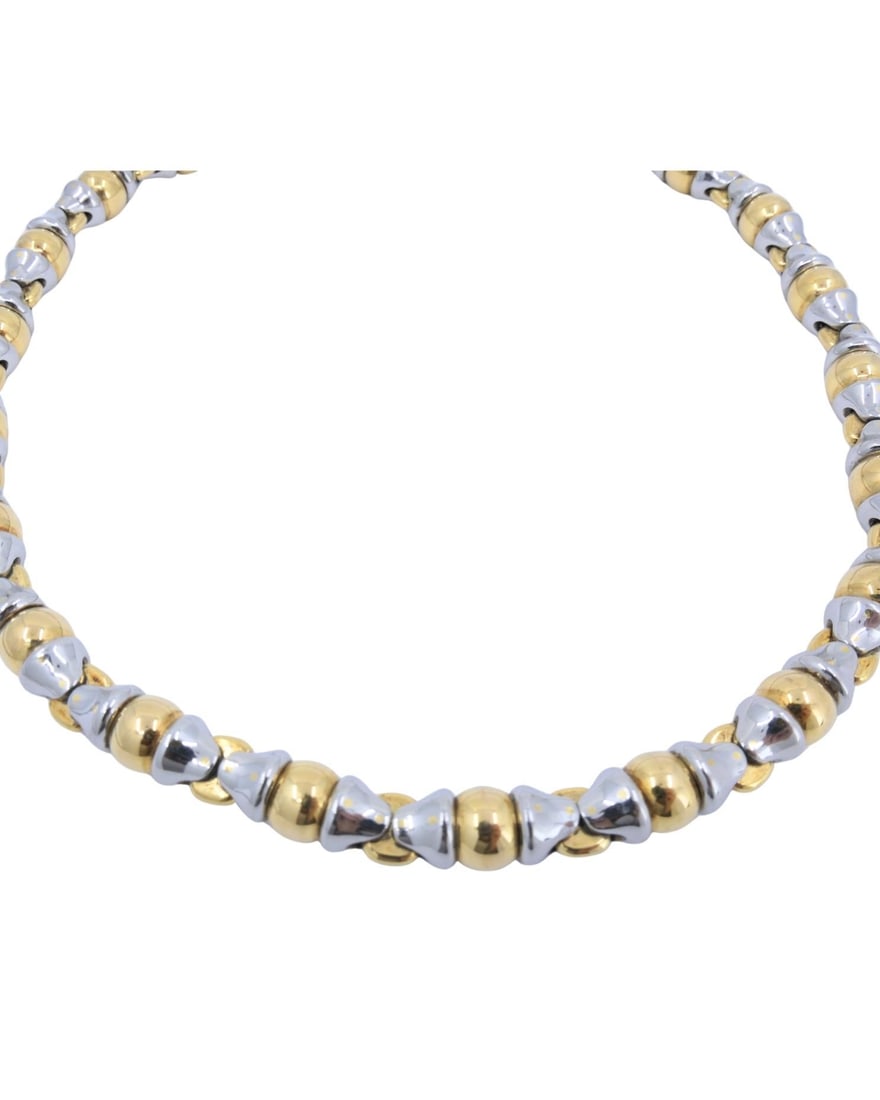 Bvlgari Vintage Bulgari 18k Gold Stainless Steel Collar Necklace - 3