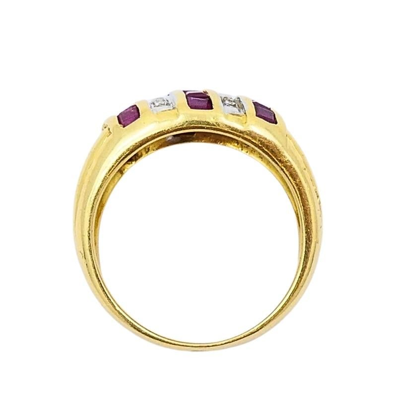 Vintage Dome Ring 18k Gold French Diamond Ruby - 4
