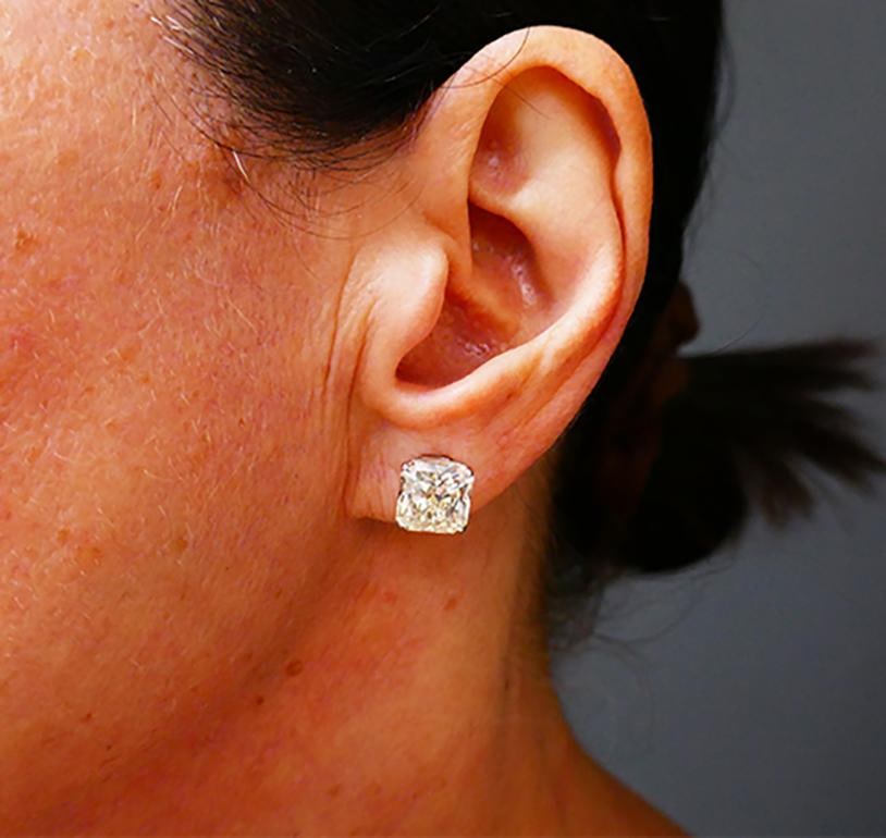 Diamond Stud Earrings 14k White Gold Estate Jewelry - 2