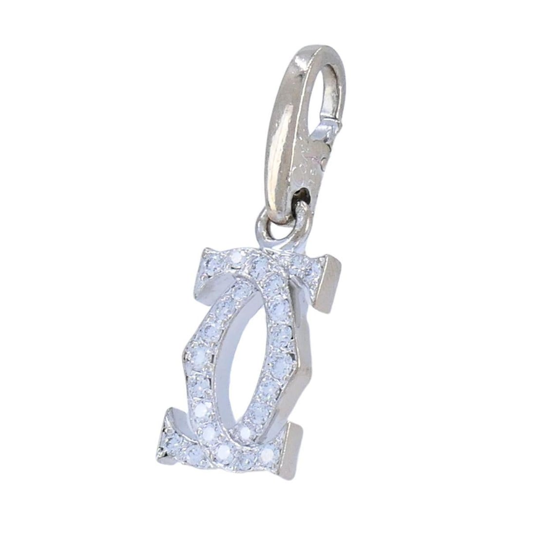 C de Cartier Double C 18k White Gold Diamond Charm Pendant - 3
