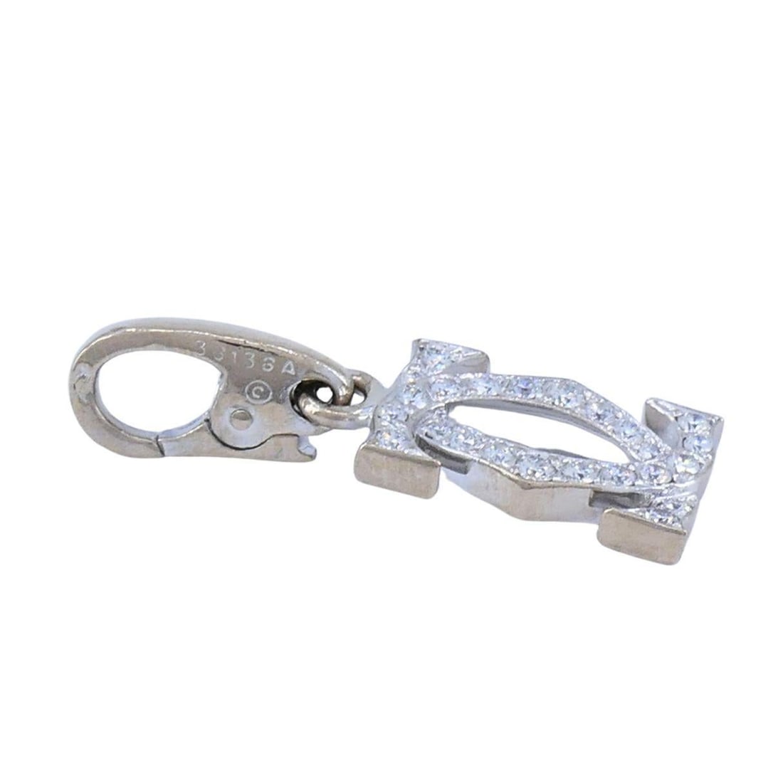 C de Cartier Double C 18k White Gold Diamond Charm Pendant - 4