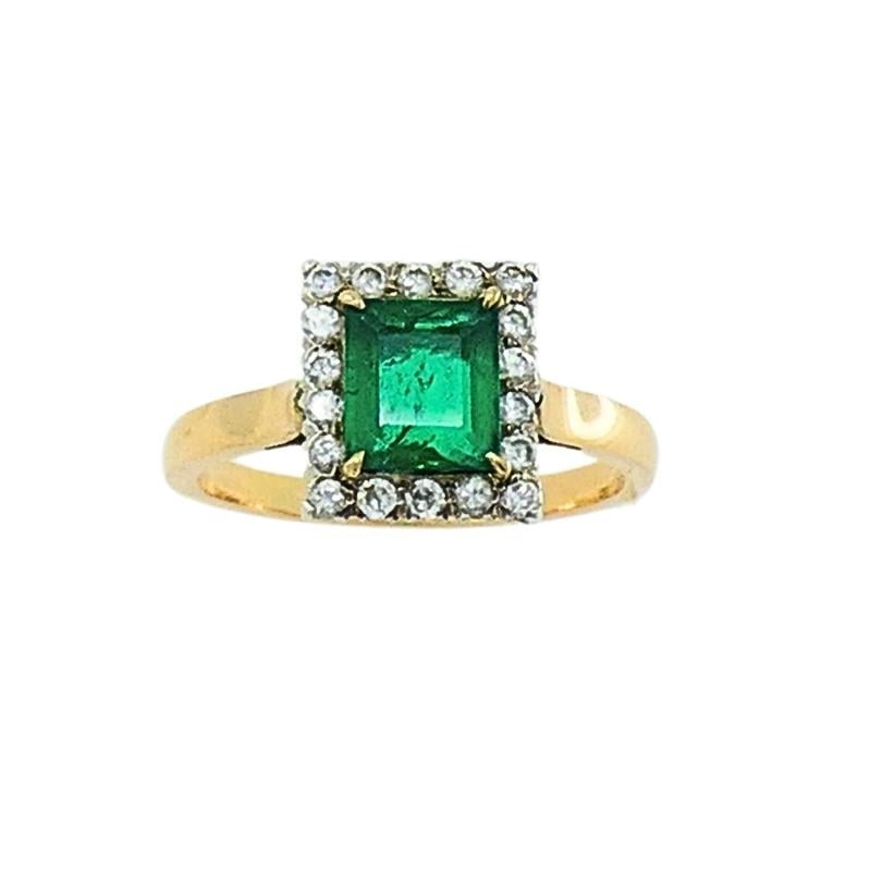 Emerald Ring Vintage 14k Gold Diamond - 4