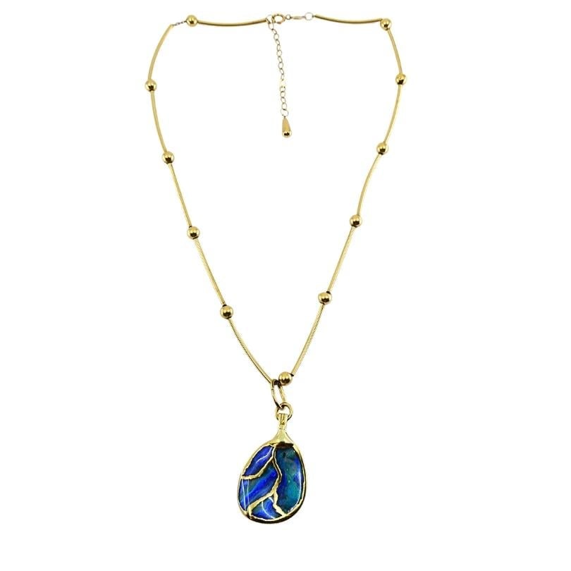 Opal Necklace 14k Gold Collar Necklace with Beads - 5