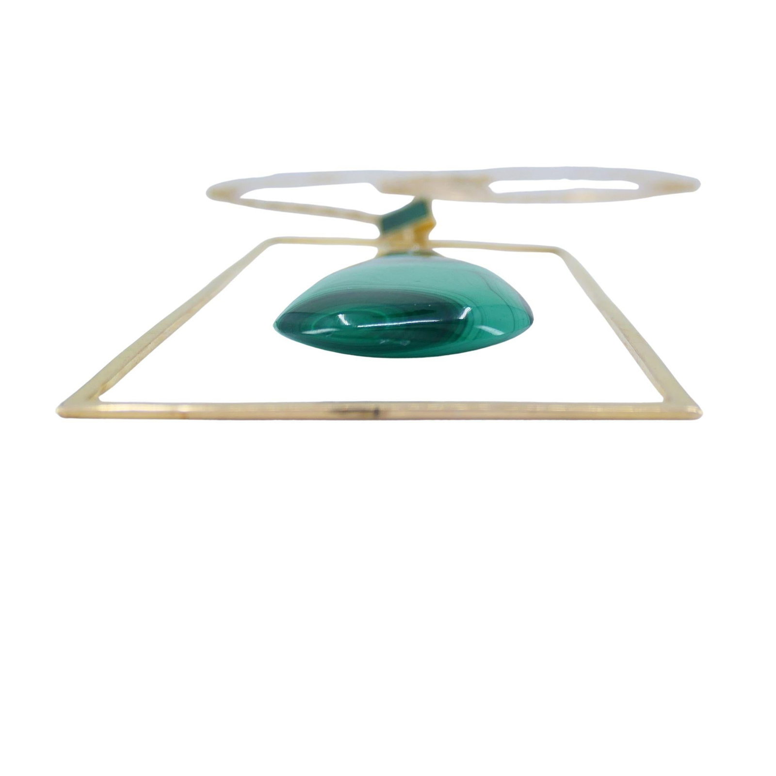 Modernist Gold Malachite Pendant Chain Necklace - 4