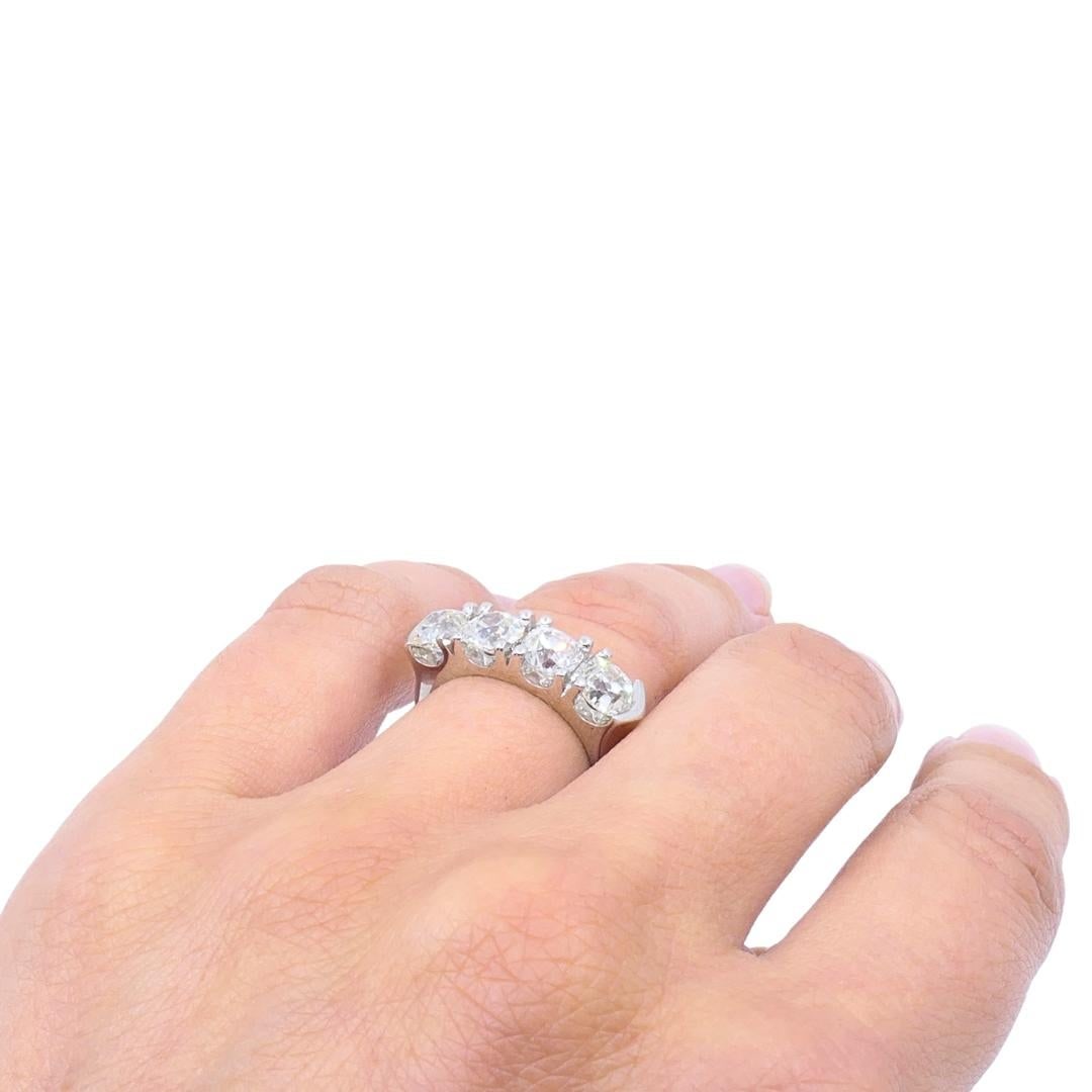 Mid-Century Platinum Four-Stone Diamond Ring - 3