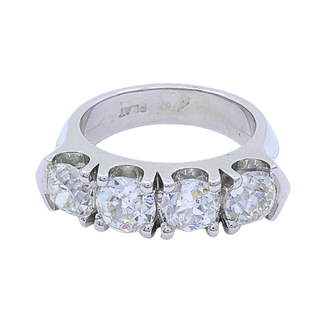 Mid-Century Platinum Four-Stone Diamond Ring - 4
