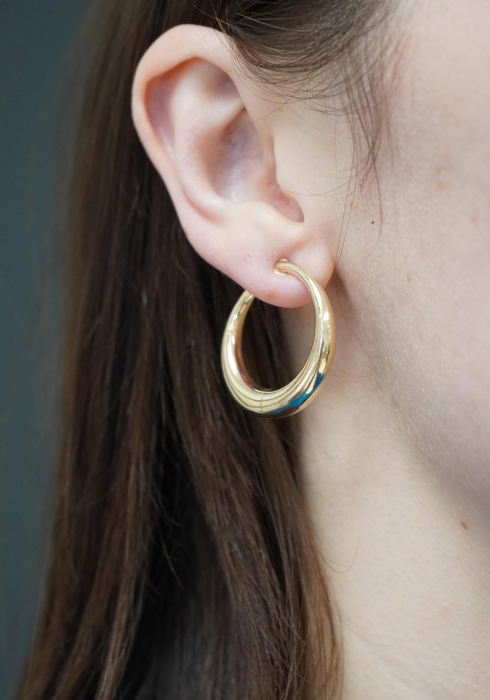 Vintage Yellow 14k Gold Hoop Clip-on Earrings - 2
