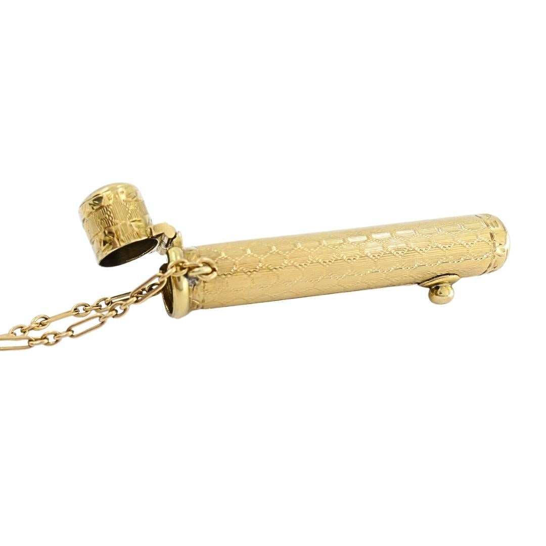 Vintage 14k Gold Lipstick Case Pendant Necklace on 14k Gold Chain - 5