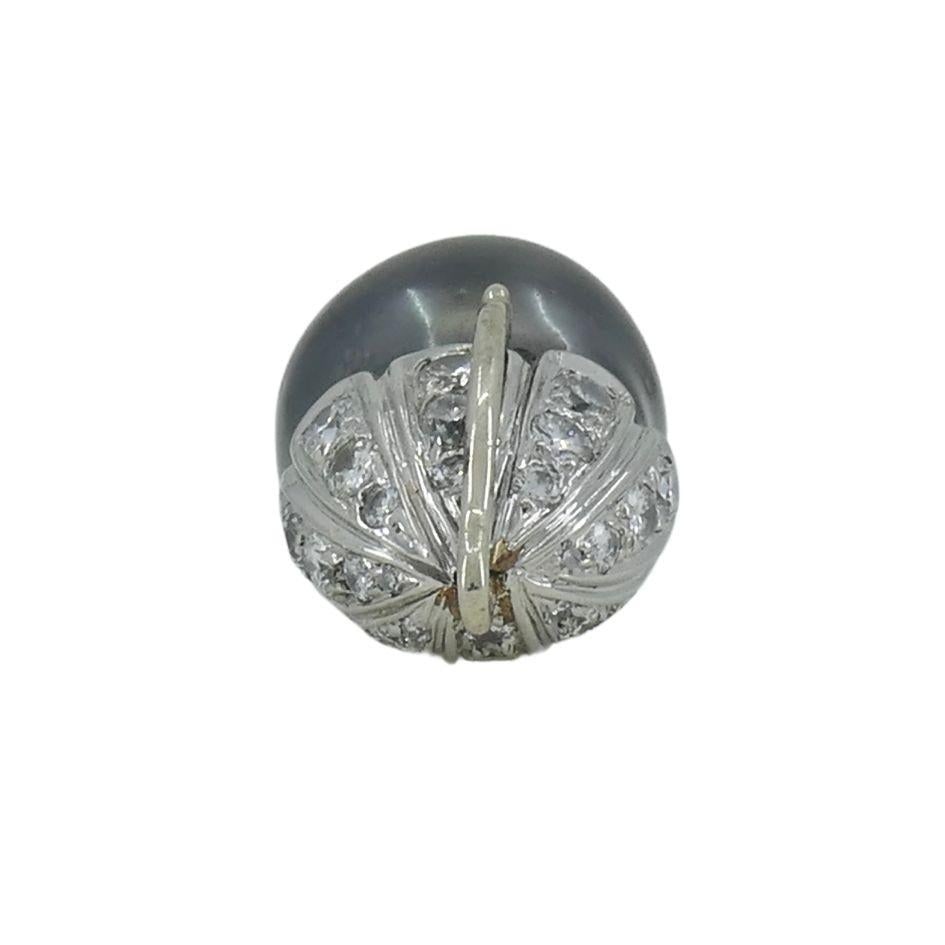 14k White Gold Tahitian Pearl Diamond Necklace Enhancer Pendant - 5