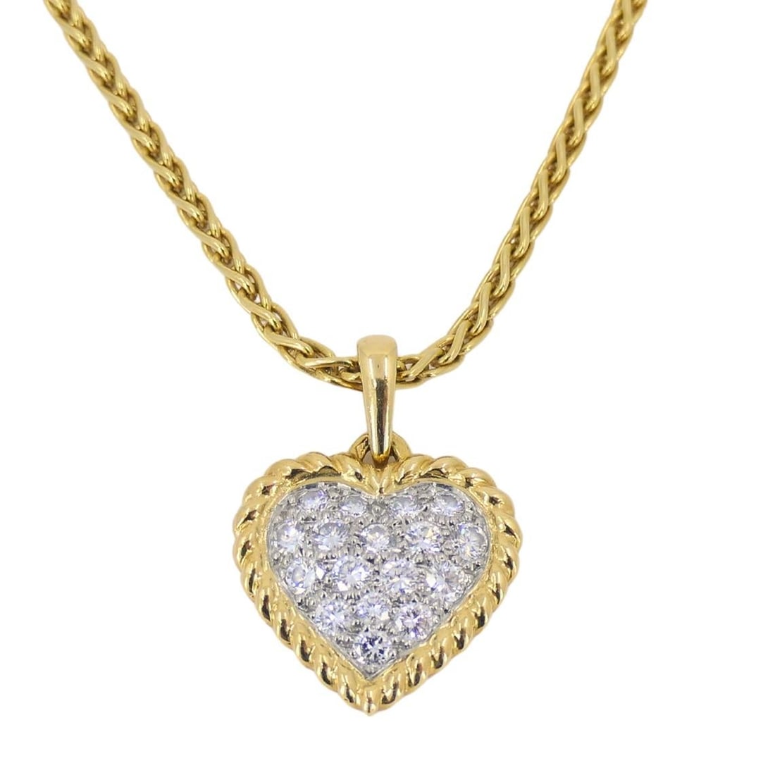 Van Cleef & Arpels Diamond Heart Pendant Necklace Gold Platinum Certificate of A - 2