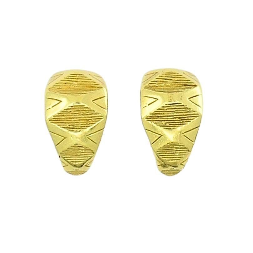 18k Gold Hoop Earrings Geometrical - 5