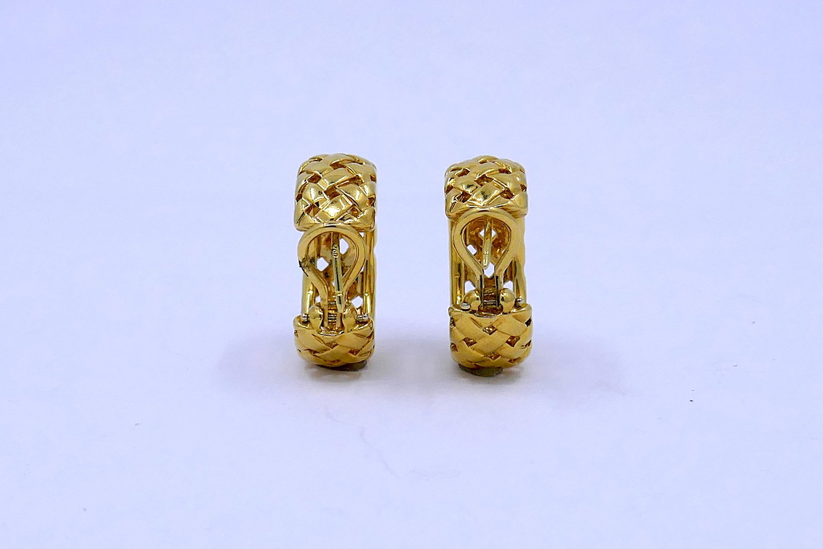 Tiffany & Co. Vannerie 18k Gold Woven Hoop Earrings - 4
