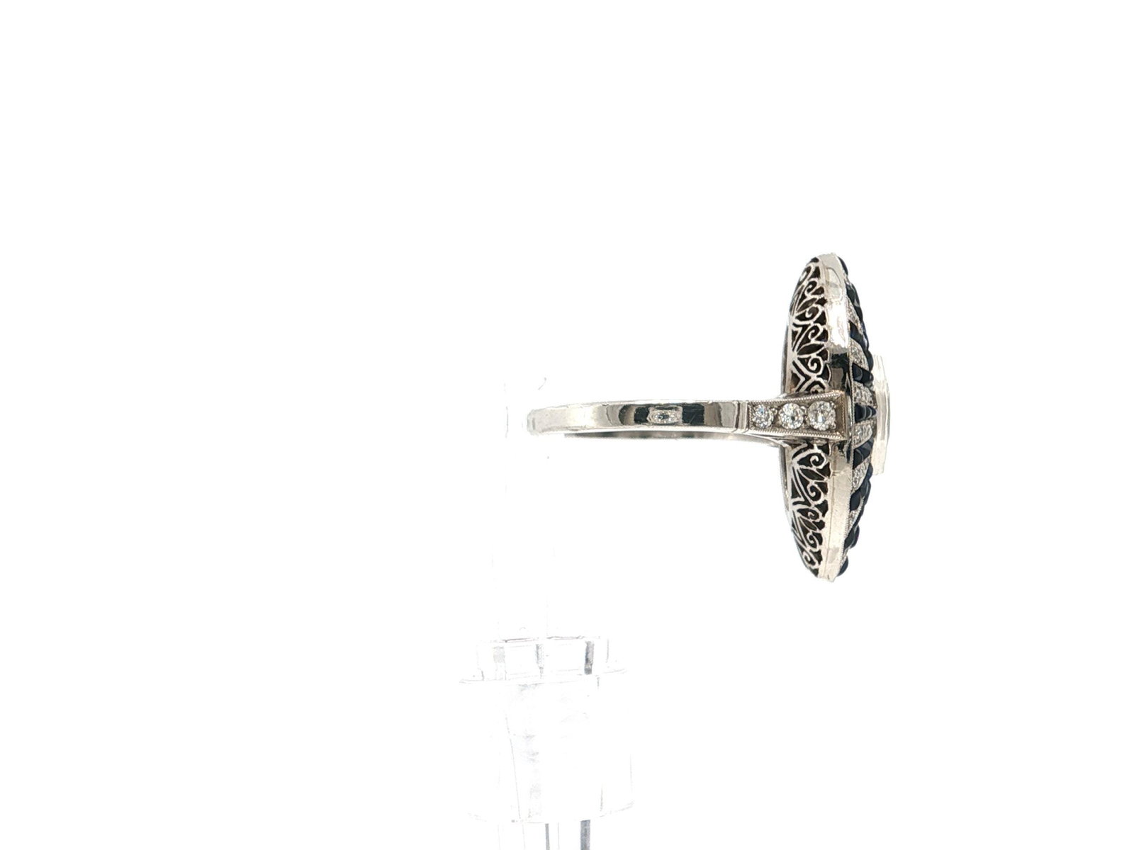 Vintage-Inspired Marquise Blue Sapphire Filigree Cocktail Ring in Platinum - 4