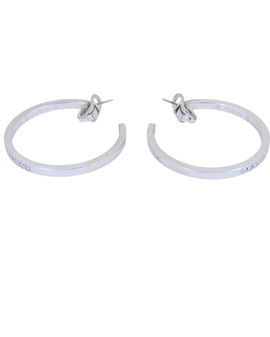 Vintage Cartier Hoop Earrings 18k Gold Diamond Earrings - 2