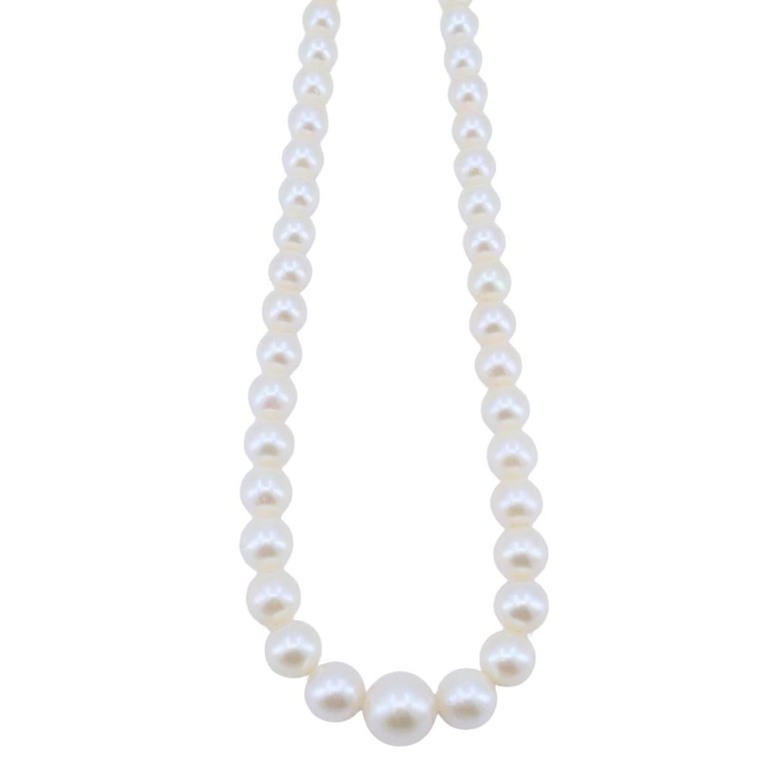 Vintage Mikimoto Akoya Pearl Graduated Necklace with Silver Clasp - 3